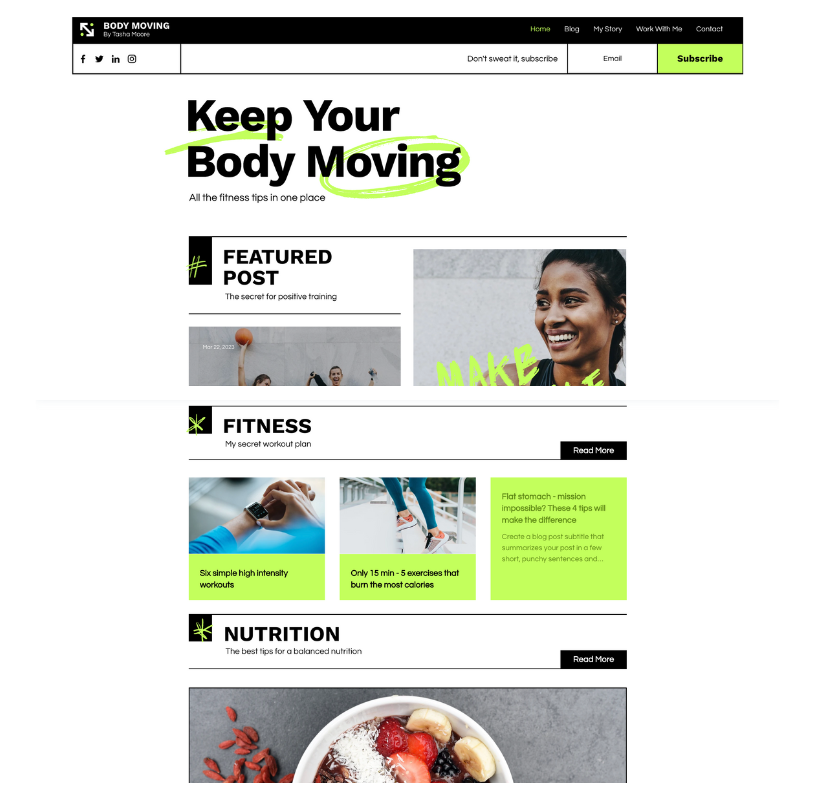 Wix Template Fitness Blog